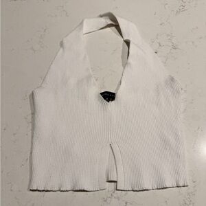 Kendall & Kylie White Ribbed Crop Top